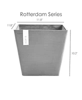 Ecopots Rotterdam Indoor and Outdoor Square Planter, 12in
