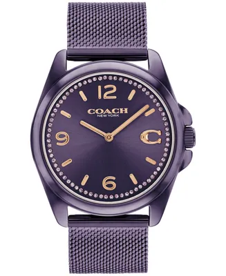 Coach Women's Greyson Quartz Violet-Tone Stainless Steel Mesh Bracelet Watch 36mm