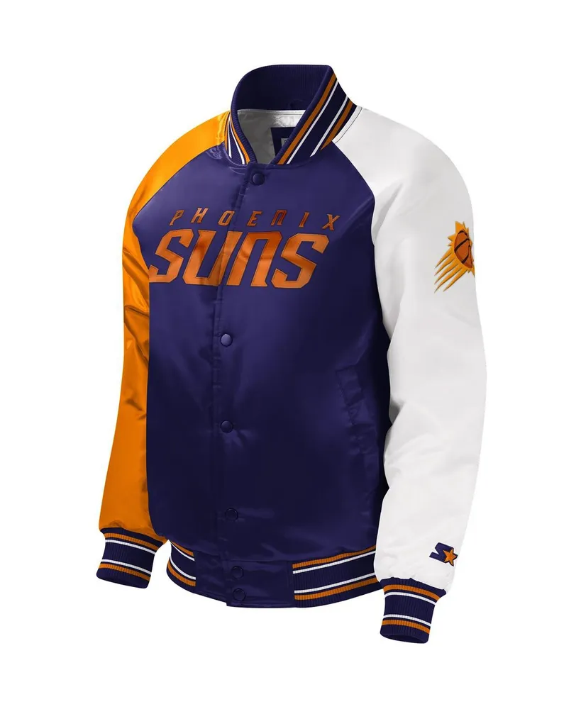 Big Boys and Girls Starter Purple Phoenix Suns Raglan Full-Snap Varsity Jacket