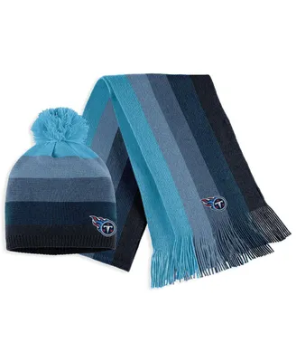 Women's Wear by Erin Andrews Light Blue Tennessee Titans Ombre Pom Knit Hat and Scarf Set