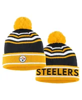 Women's Wear by Erin Andrews Black Pittsburgh Steelers Colorblock Cuffed Knit Hat with Pom and Scarf Set