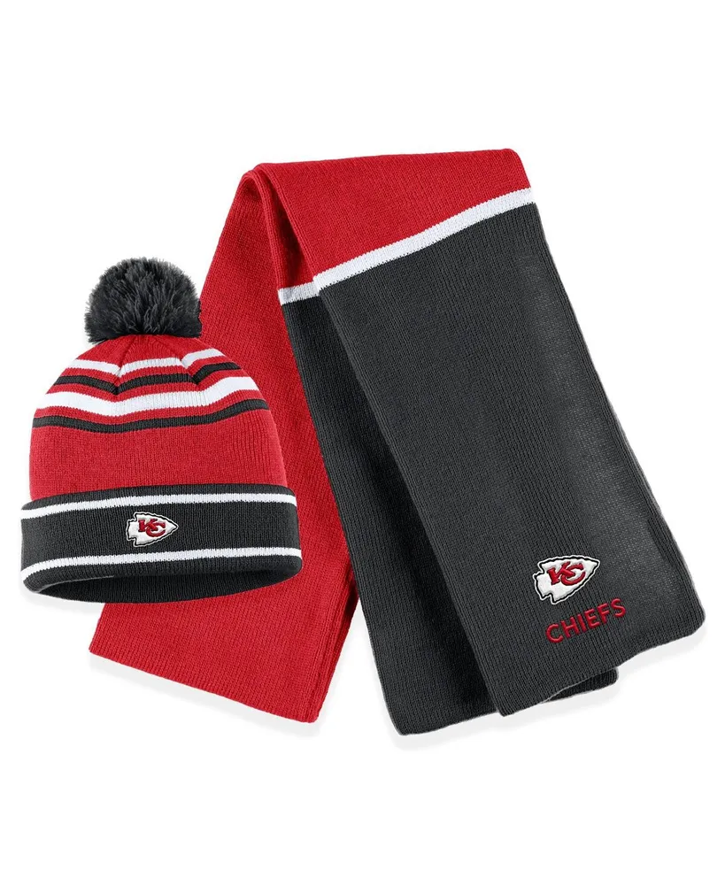 Women's Wear by Erin Andrews Red Kansas City Chiefs Colorblock Cuffed Knit Hat with Pom and Scarf Set