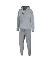 Women's Wear by Erin Andrews Heather Gray New York Yankees Logo Pullover Hoodie and Pants Sleep Set