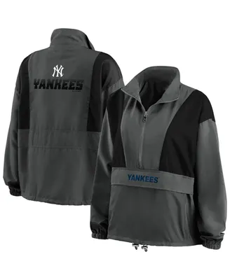 Women's Wear by Erin Andrews Charcoal New York Yankees Packable Half-Zip Jacket