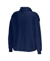 Women's Wear by Erin Andrews College Navy Seattle Seahawks Logo Stripe Half-Zip Top