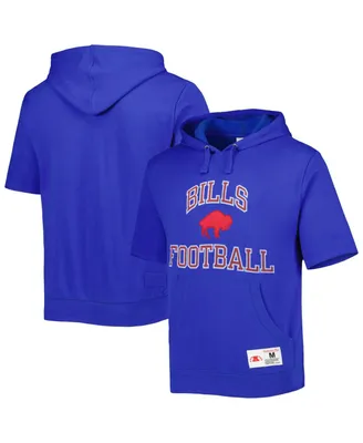 Men's Mitchell & Ness Royal Buffalo Bills Washed Short Sleeve Pullover Hoodie