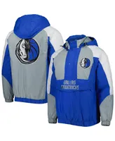 Men's Starter Royal Dallas Mavericks Body Check Raglan Hoodie Half-Zip Jacket