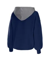 Women's Wear by Erin Andrews Navy Dallas Mavericks Pieced Quarter-Zip Hoodie Jacket