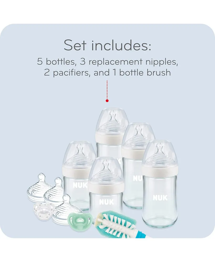 11 Piece Simply Natural Glass Baby Bottles & Pacifier Newborn Gift Set