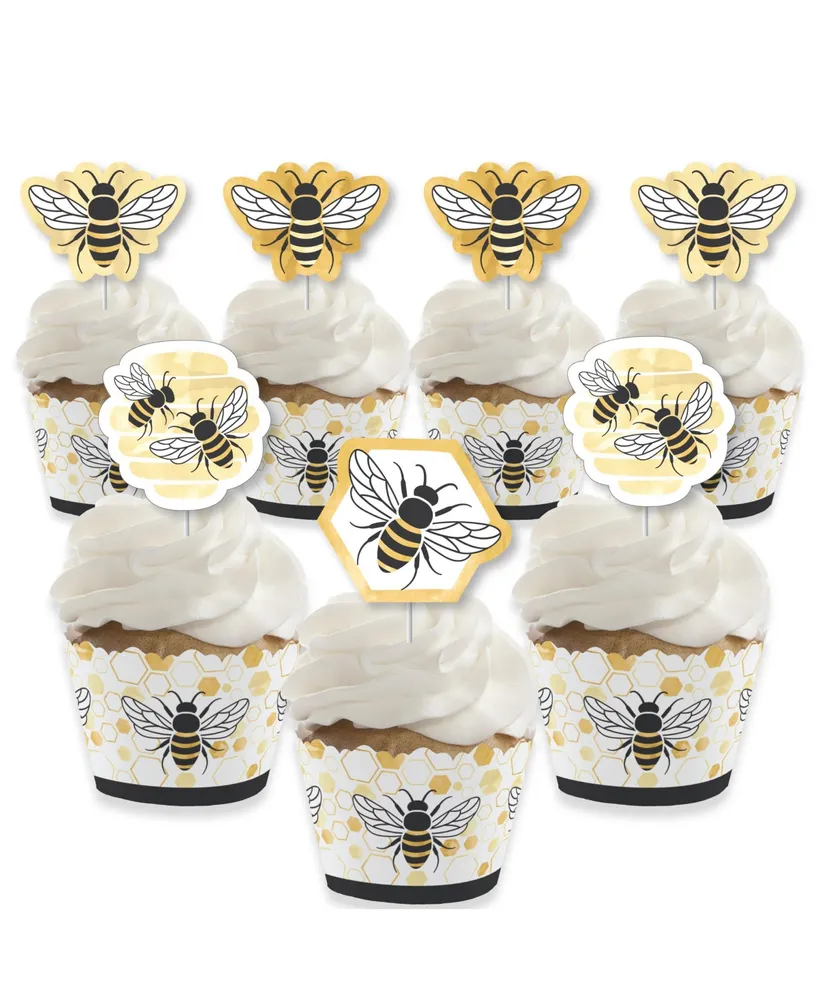 Big Dot Of Happiness Little Bumblebee Baby Shower & Birthday Cupcake  Wrappers & Treat Picks Kit 24 Ct