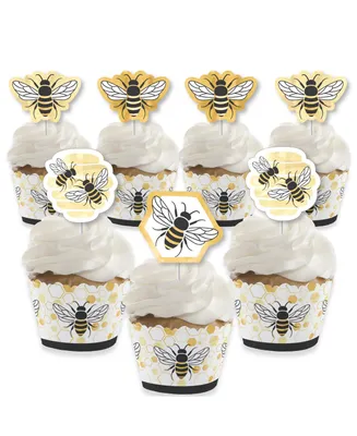 Little Bumblebee Baby Shower & Birthday Cupcake Wrappers & Treat Picks Kit 24 Ct