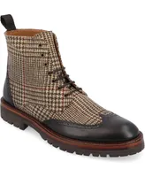 Taft Men's Livingston Handcrafted Leather and Wool Dress Lace-up Rubber Sole Boots