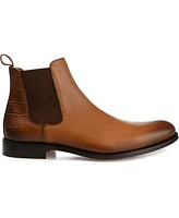 Taft Men's Hiro Leather and Embossed Croc Detailing Chelsea Boots