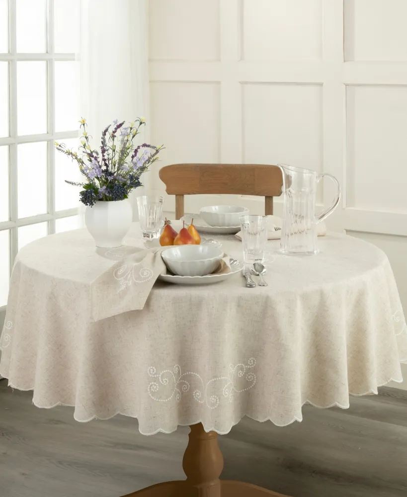 Lenox French Perle Embroidered Round Tablecloth, 70"