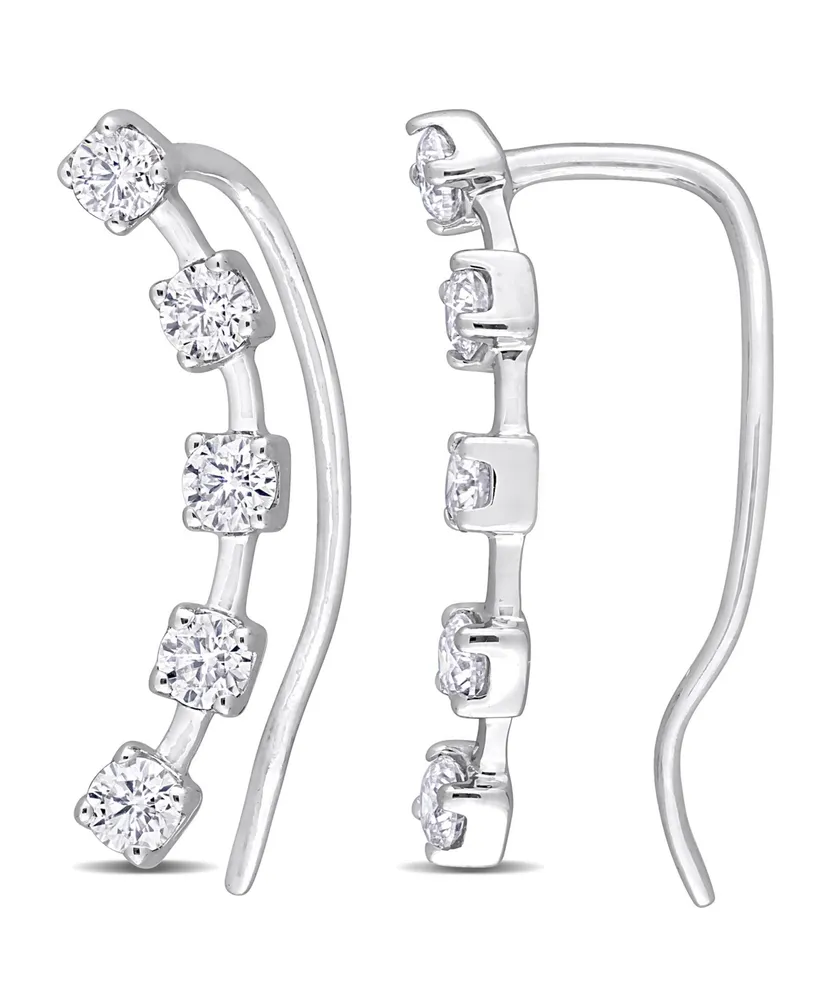 Macy's Moissanite Curved Crawler Charm Earrings 5/8 ct. t.w in 10K White Gold