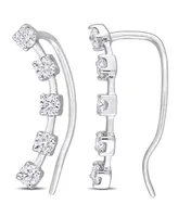 Macy's Moissanite Curved Crawler Charm Earrings 5/8 ct. t.w in 10K White Gold