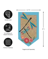 Evergreen Dragonflies and Flowers Shaped Burlap Garden Flag