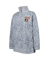 Women's Gameday Couture Heather Gray Florida State Seminoles Leopard Quarter-Zip Sweatshirt