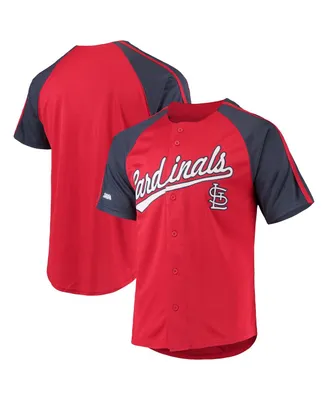 Men's Stitches Red St. Louis Cardinals Button-Down Raglan Replica Jersey