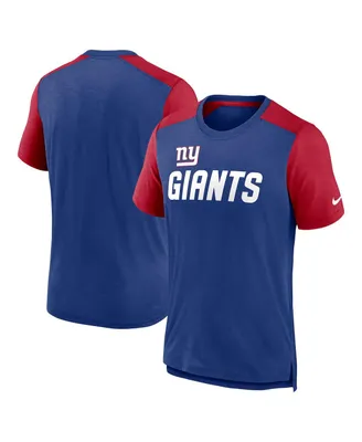 Men's Nike Heathered Royal, Red New York Giants Color Block Team Name T-shirt
