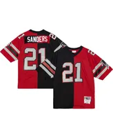 Men's Mitchell & Ness Deion Sanders Black, Red Atlanta Falcons Big and Tall Split Legacy Retired Player Replica Jersey