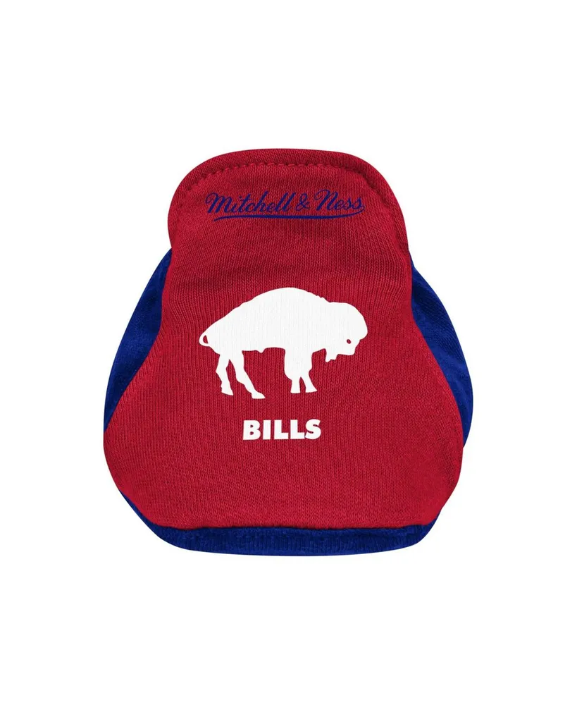 Newborn and Infant Boys Girls Mitchell & Ness Royal, Red Buffalo Bills Throwback Bodysuit Bib Booties Three-Piece Set