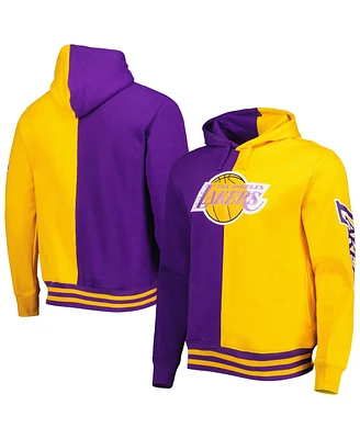 Men's Mitchell & Ness Purple, Gold Los Angeles Lakers Hardwood Classics Split Pullover Hoodie