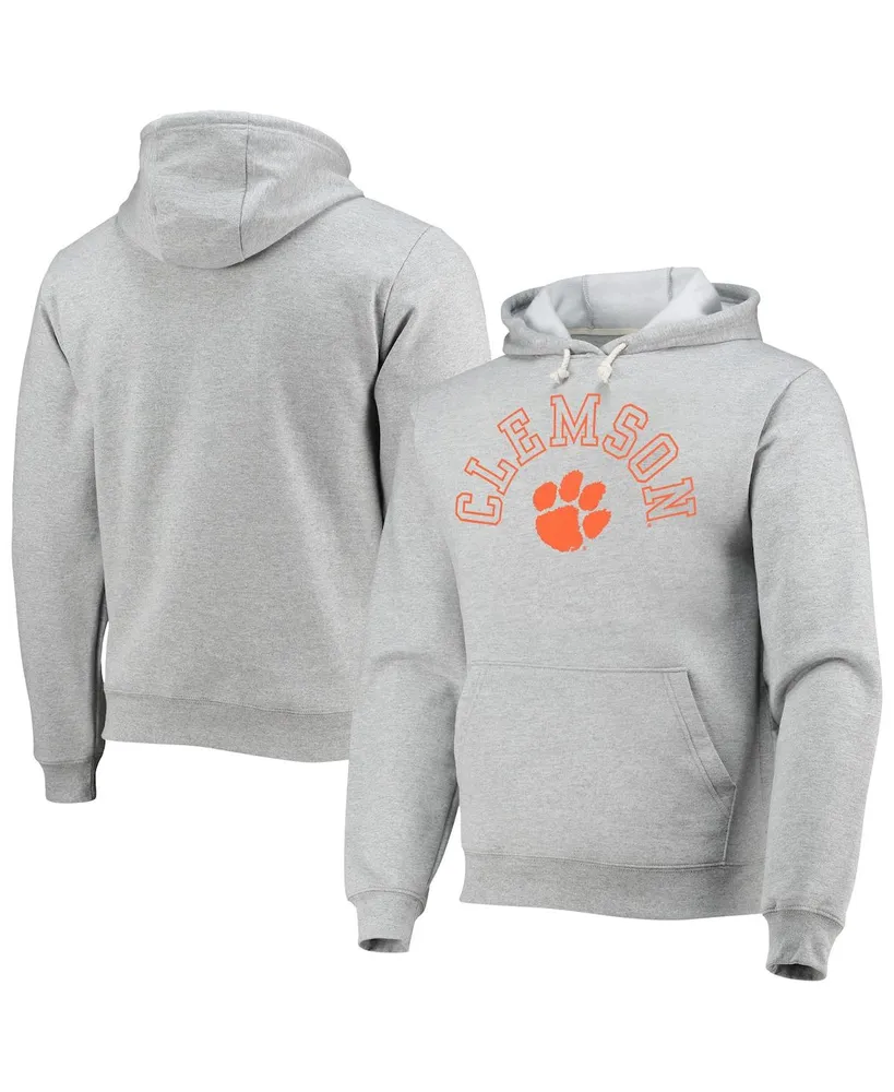 Men's League Collegiate Wear Heathered Gray Clemson Tigers Seal Neuvo Essential Fleece Pullover Hoodie