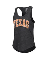 Women's League Collegiate Wear Black Texas Longhorns Two-Hit Intramural Tri-Blend Scoop Neck Racerback Tank Top