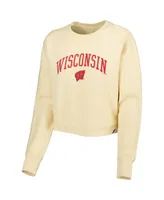 Women's League Collegiate Wear Cream Wisconsin Badgers Classic Campus Corded Timber Sweatshirt