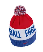 Men's Nike Blue, Red England National Team Classic Stripe Cuffed Knit Hat With Pom