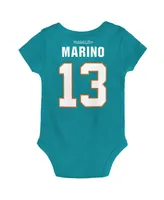 Newborn and Infant Boys Girls Mitchell & Ness Dan Marino Aqua Miami Dolphins Retro Name Number Bodysuit