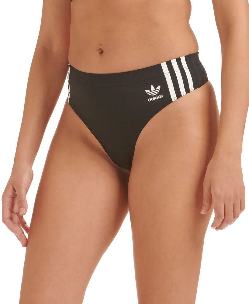 Adidas Originals Intimates Women's 3-stripes Wide-side Thong Underwear  4a1h63 In Black