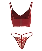 MeMoi Women's Celine Lace 3 Piece Lingerie Set