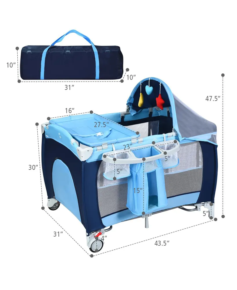 Costway Baby Foldable Baby Crib Playpen Travel Bassinet Bed