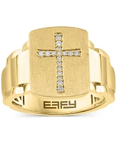 Effy Men's Diamond Cross Ring (1/10 ct. t.w.) in 10k Gold