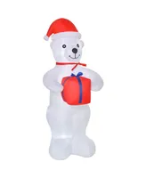 Homcom 6' Christmas Inflatable Polar Bear w/ Present Blow-Up Yard Decoration