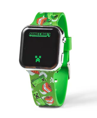 Minecraft Children's Light Emitting Diode Green Silicone Strap Watch 32mm