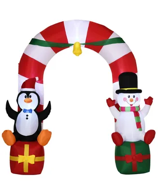 Outsunny 9' Christmas Inflatable Candy Cane Archway BlowUp Outdoor Display - Multi