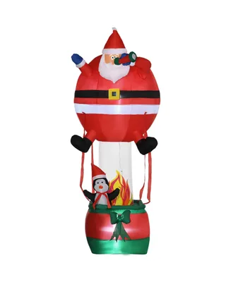 Outsunny 8' Inflatable Christmas Santa Balloon Penguin, BlowUp Outdoor Display