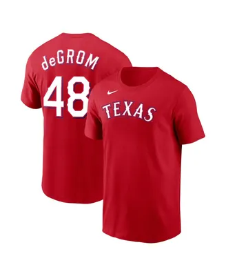 Men's Nike Jacob deGrom Red Texas Rangers 2023 Name and Number T-shirt