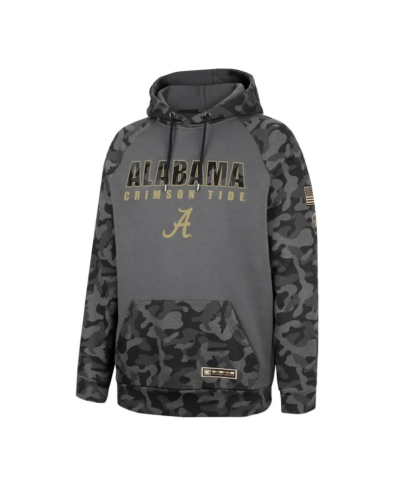 Men's Colosseum Charcoal Alabama Crimson Tide Oht Military-Inspired Appreciation Camo Stack Raglan Pullover Hoodie