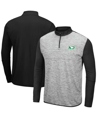 Men's Colosseum Heather Gray, Black North Dakota Prospect Quarter-Zip Jacket