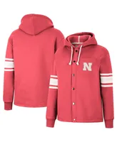 Women's Colosseum Scarlet Nebraska Huskers Mia Striped Full-Snap Hoodie Jacket