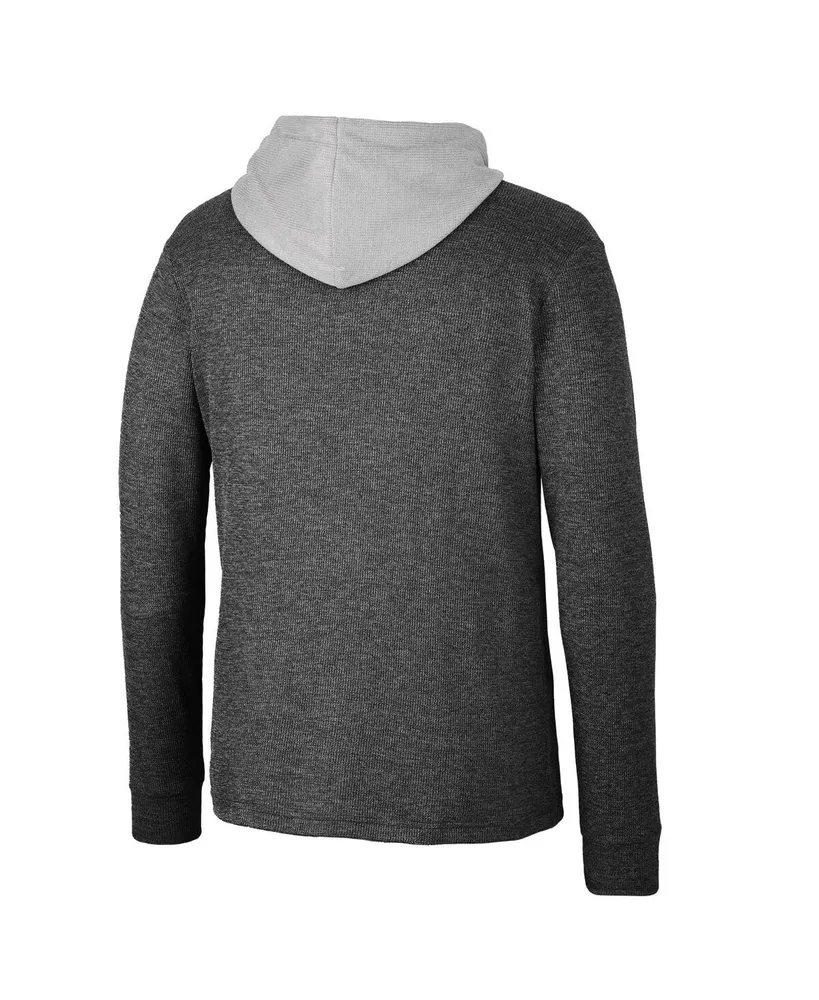Men's Colosseum Black Washington State Cougars Ballot Waffle-Knit Thermal Long Sleeve Hoodie T-shirt