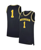 Men's Jordan #1 Navy Michigan Wolverines Replica Jersey