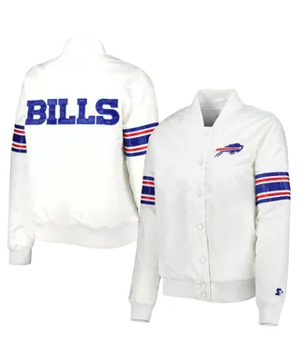 Women's Starter White Buffalo Bills Line Up Satin Full-Snap Varsity Jacket