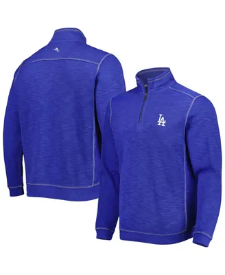 Men's Tommy Bahama Royal Los Angeles Dodgers Tobago Bay Tri-Blend Quarter-Zip Sweatshirt