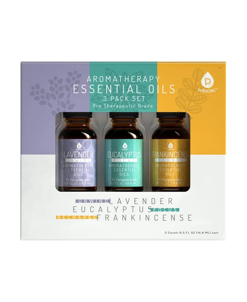 Pursonic 3 Pack Aromatherapy Essential oils (Lavender, Eucalyptus, Frankincense)