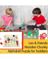 Leo & Friends Wooden Chunky Alphabet Puzzle for Toddlers